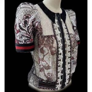 Byron Lars Black and Red Lace Blouse